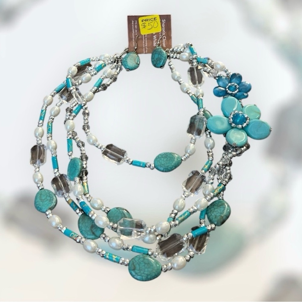 Turquoise and Silver Necklace with earrings